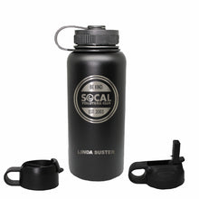 SoCal Stainless Steel Water Bottle with Three Lids and Two Straws