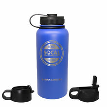 SoCal Stainless Steel Water Bottle with Three Lids and Two Straws